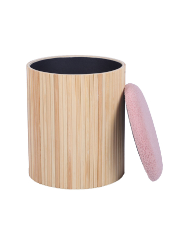 Set de 2 pufs con almacenamiento rosa