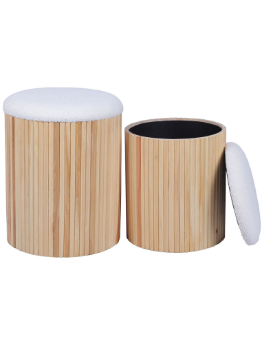 Set de 2 pufs con almacenamiento blanco
