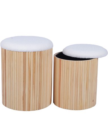 Set de 2 pufs con almacenamiento blanco