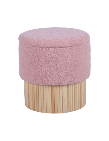Puf cilíndrico tapizado rosa