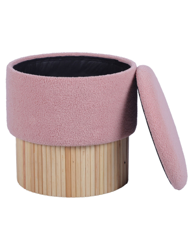 Puf cilíndrico tapizado rosa