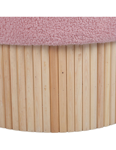 Puf cilíndrico tapizado rosa