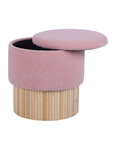 Puf cilíndrico tapizado rosa