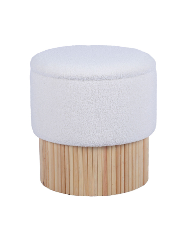 Puf cilíndrico tapizado blanco