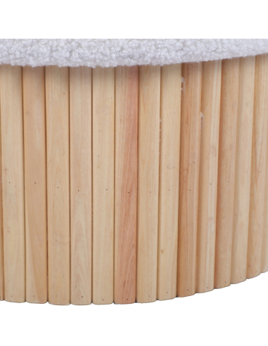 Puf cilíndrico tapizado blanco