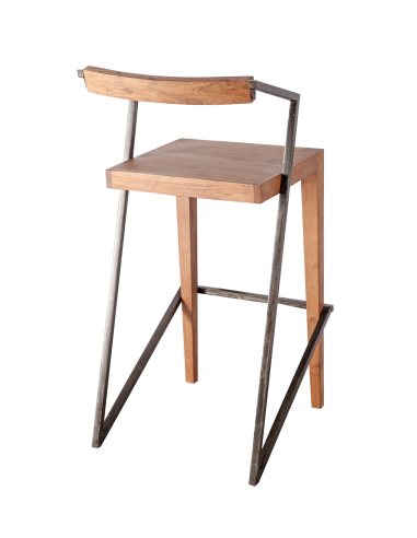 Taburete bar apilable de madera y metal