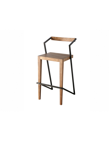 Taburete bar apilable de madera y metal