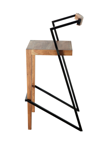 Taburete bar apilable de madera y metal