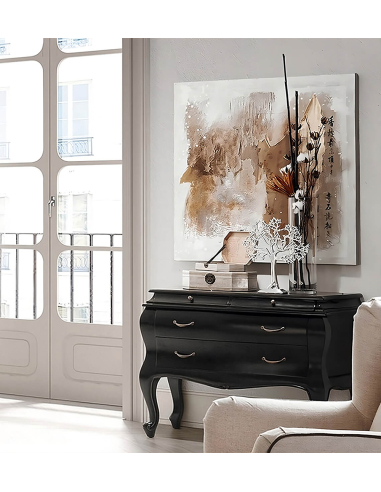 Cómoda Vintage 4 cajones laca negra