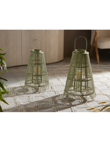 Farol cónico listones verde 59 cm