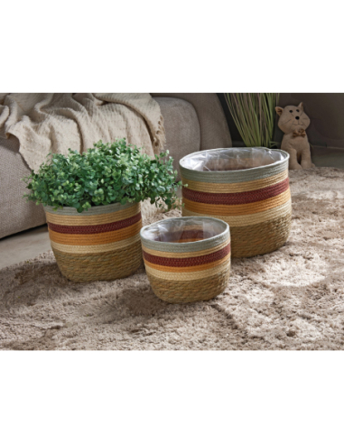 Set 3 maceteros franja tricolor 32d cm