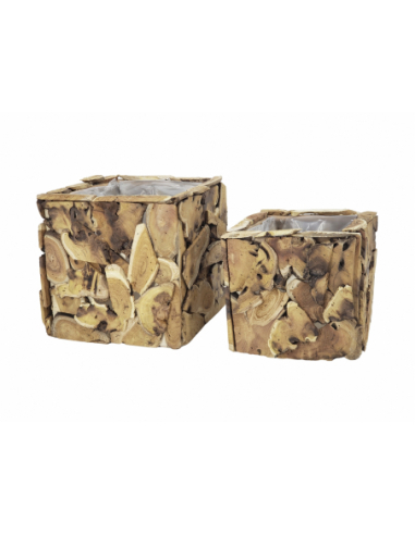 Set 2 centros cuadrado madera 25 cm