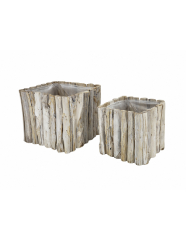 Set 2 maceteros cuadrado madera 35 cm