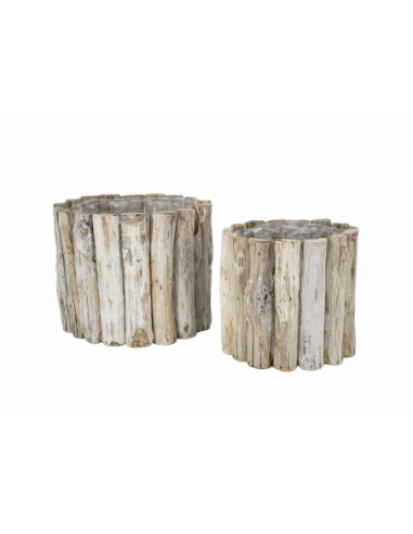 Set 2 maceteros redondo madera 32 Diam.
