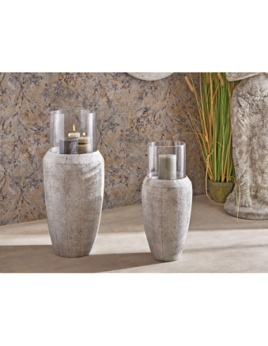 Farol metal blanco jaspeado Antique...