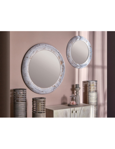 Espejo metal Antique blanco jaspeado...