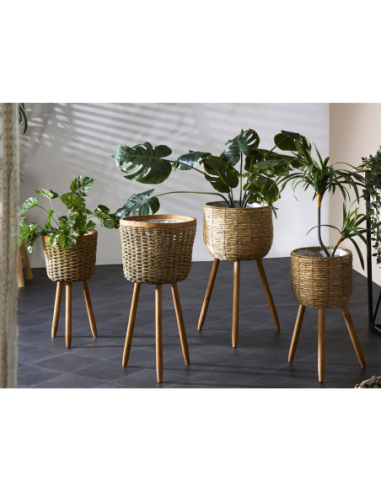 Set 2 maceteros fibra natural con patas