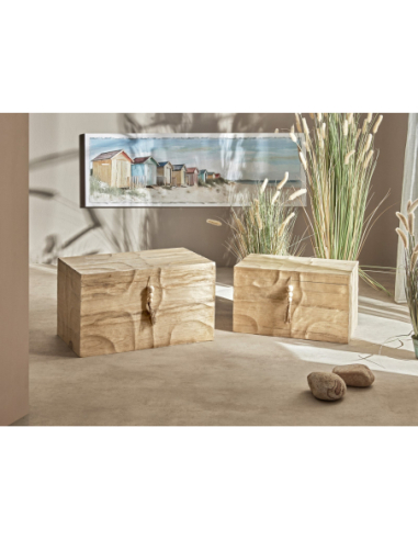 Set 2 baúles madera natural 70x40x40 cm
