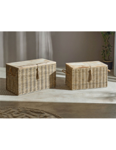 Set 2 baúles mimbre tapa...