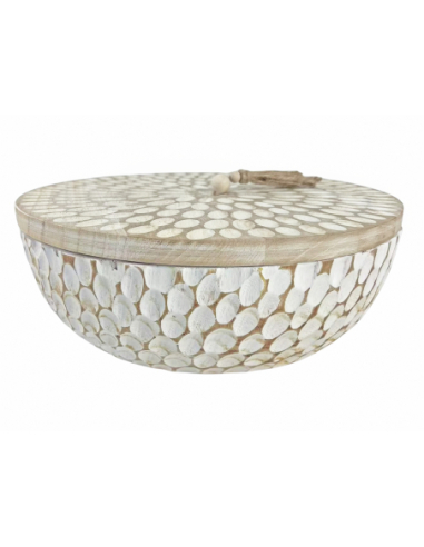 Caja grabado lobulado blanco tapa