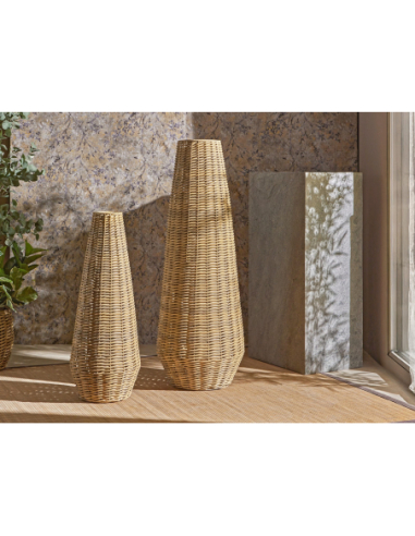 Jarrón decorativo imitación ratán 100 cm