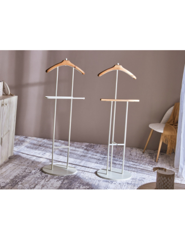 Galán de noche madera y metal blanco...