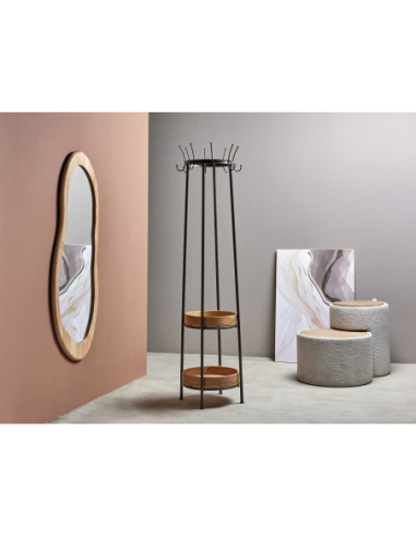 Perchero de pie con 2 estantes negro...