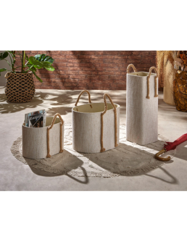 Set 2 cestos natural con asas cuerda