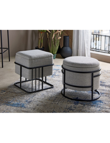 Puff cuadrado estructura metal 44 cm