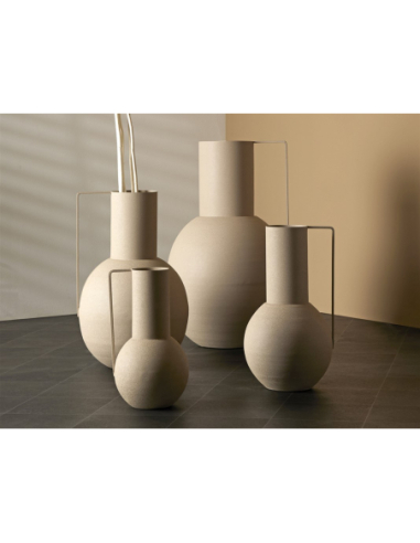 Jarrón decorativo metal topo asa 36 cm