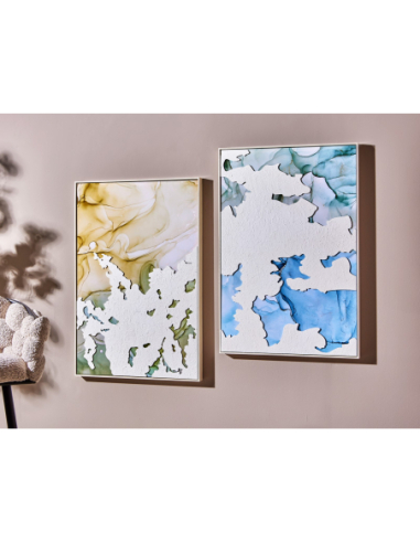 Óleo abstracto alto brillo azulado...