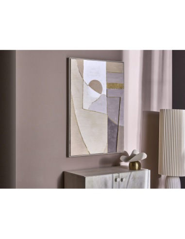 Óleo abstracto tierra líneas oro...