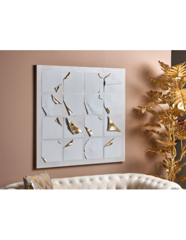 Lienzo abstracto cuadrado oro 100x100 cm