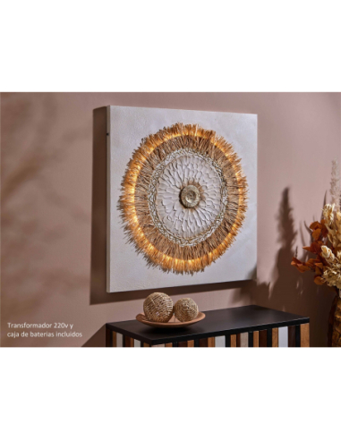 Óleo abstracto círculo en rafia con...