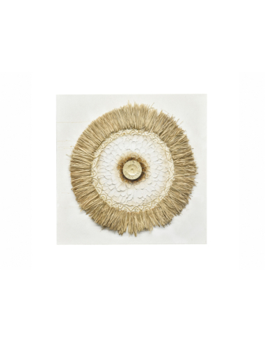 Óleo abstracto círculo en rafia con...