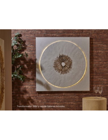 Óleo abstracto Aurora led. 100x100 cm