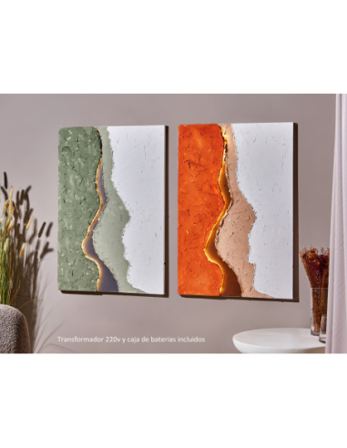 Óleo abstracto Montaña luz led 80x120 cm