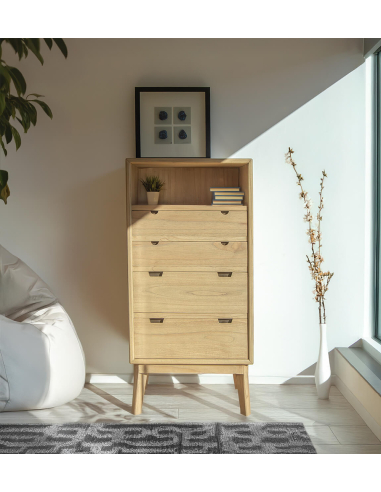 Cómoda alta Scandi 4 cajones 1 hueco