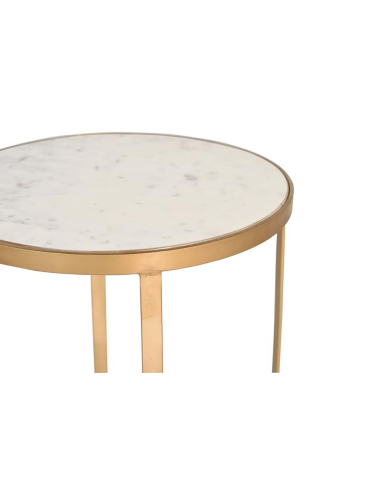 Mesa de rincón tapa mármol pie dorado