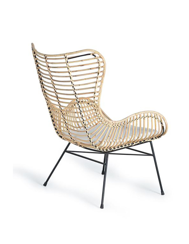 Set 2 sillas ratán y metal respaldo alto