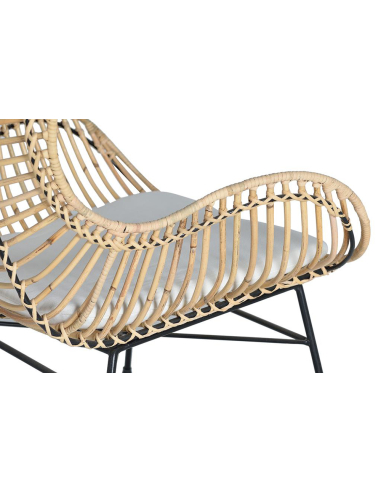 Set 2 sillas ratán y metal respaldo alto