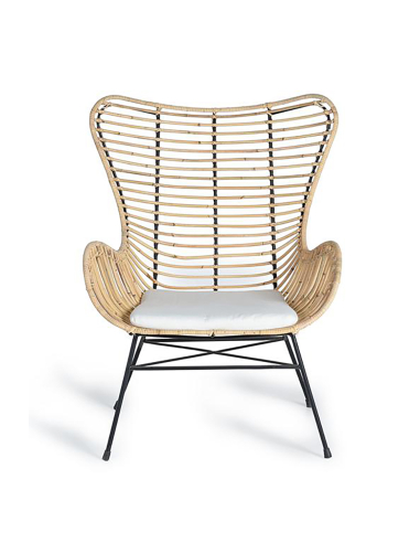 Set 2 sillas ratán y metal respaldo alto