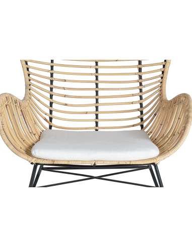 Set 2 sillas ratán y metal respaldo alto