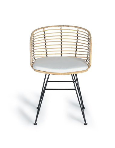 Set 2 sillas ratán y metal apoyabrazos