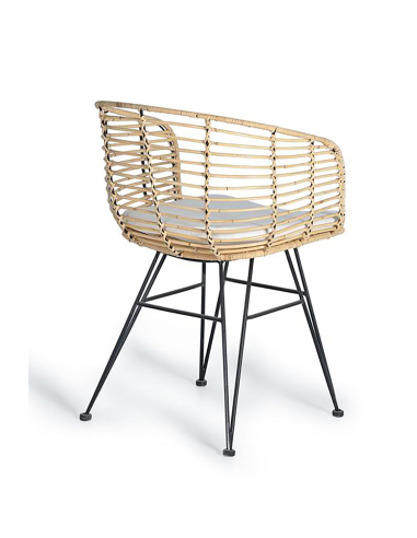 Set 2 sillas ratán y metal apoyabrazos