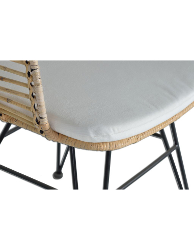 Set 2 sillas ratán y metal apoyabrazos