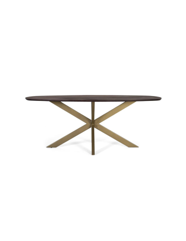 Mesa de comedor curva patas doradas