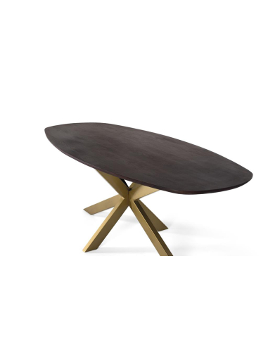 Mesa de comedor curva patas doradas