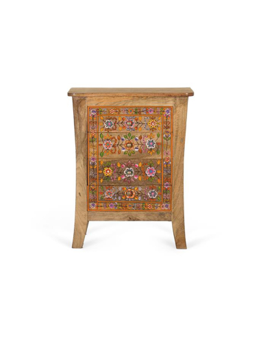 Mesita de noche flores 4 cajones