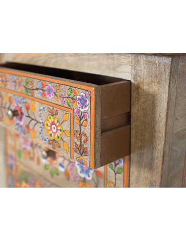 Mesita de noche flores 4 cajones